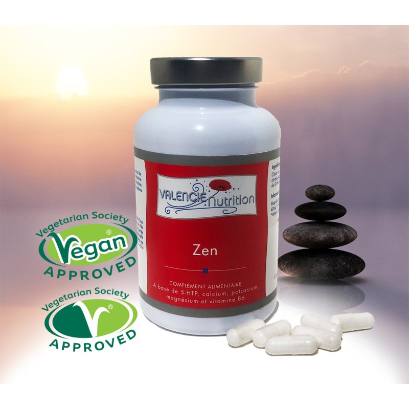 ZEN  120 capsules  : Stress - tiredness ( magnesium -calcium -potassium - 5 HTP - Vit B6 )
