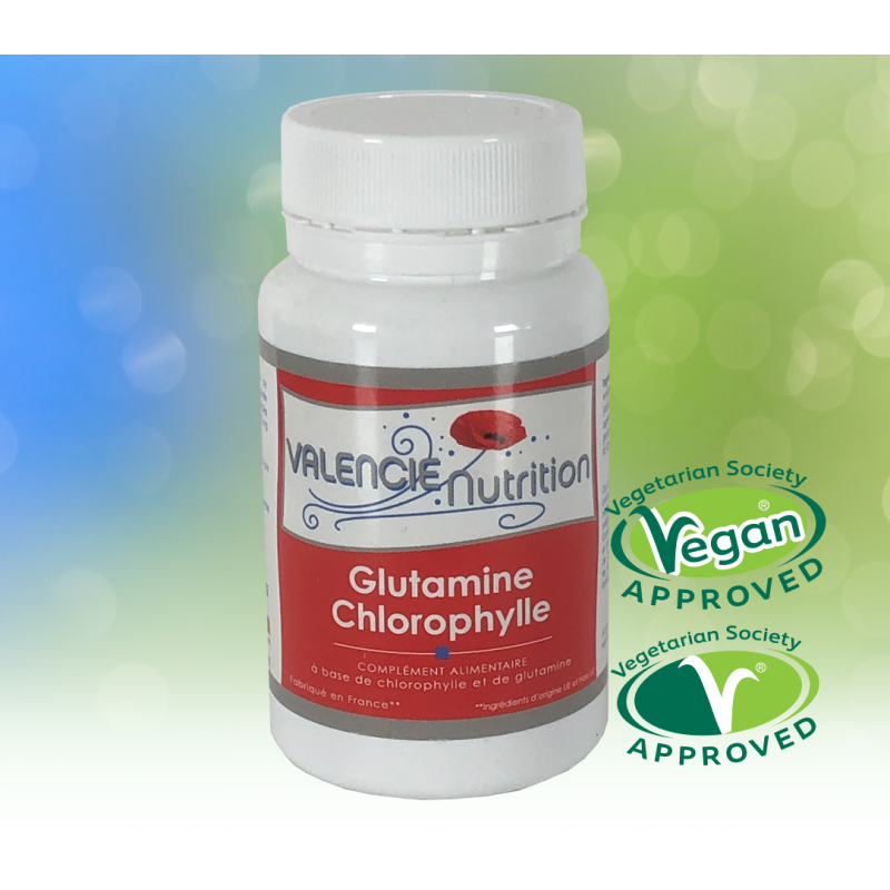 GLUTAMINE -CHLOROPYLL : 60 vegetable capsules : BOWEL - DIGESTION