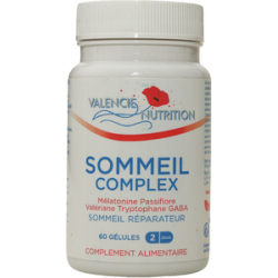 SOMMEIL Complex  60 gélules pullulane - Mélatonine, Passiglore, Valériane, Tryptophane, GABA