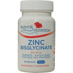 Zinc 15 mg 120 vegetal capsules : IMMUNE SYSTEM - COGNITIVE FUNCTION -STRESS -EYES - BONES