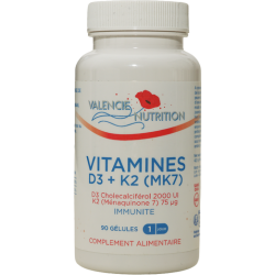 VITAMINE D   (D3 + K2)  90 gélules végétales en pullulan